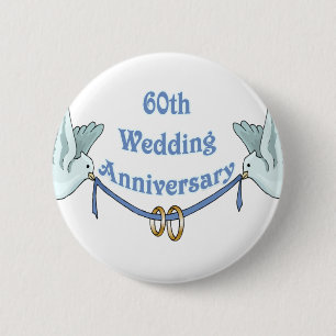 Macaron Rond 5 Cm soixantième Bouton d'anniversaire de mariage