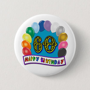 Macaron Rond 5 Cm soixantième L'anniversaire monte en ballon le