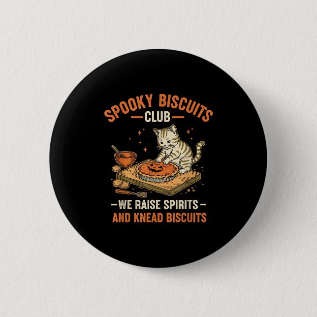 Macaron Rond 5 Cm Soky Biscuits Club Funny Halloween Cat Baking (Devant)