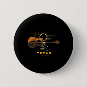 Macaron Rond 5 Cm Solar Eclipse 2024 Guitare 04.08.24 Totalité Texas