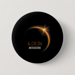Macaron Rond 5 Cm Solar Eclipse 2024 Missouri Totality Spring 4.08.2