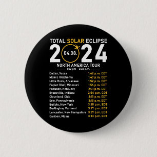 Macaron Rond 5 Cm Solar Eclipse 2024 North America Tour State Totali