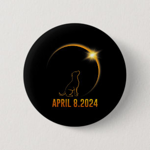 Macaron Rond 5 Cm Solar Eclipse 2024 Totalité Chien 1