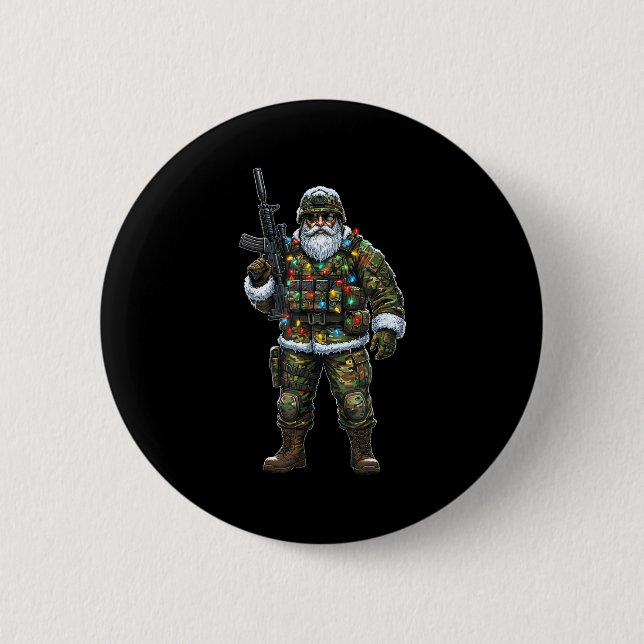 Macaron Rond 5 Cm Soldier Santa Camouflage Christmas Military Hunter (Devant)