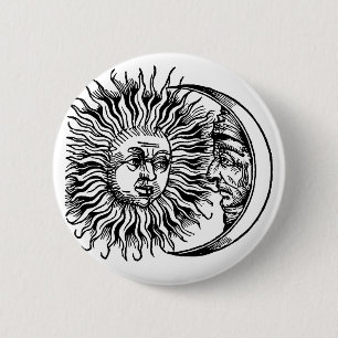Macaron Rond 5 Cm Soleil et lune médiévaux