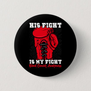Macaron Rond 5 Cm Son combat est mon combat. Boxe Boxeur Cancer du s