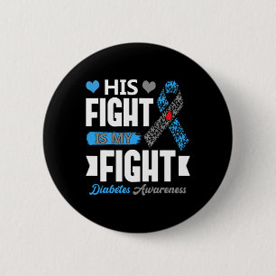 Macaron Rond 5 Cm Son combat est mon combat T1d Diabétique Type 1 Di