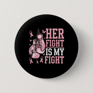 Macaron Rond 5 Cm Son Combat Est Mon Combattant Bow Pink Breast Canc