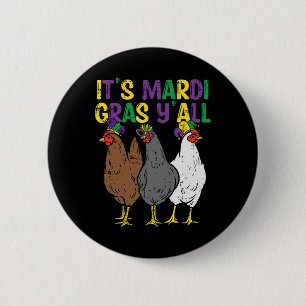 Macaron Rond 5 Cm Son Mardi Gras Yall 3 Poulets Amusants Agriculteur