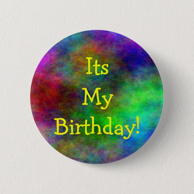 Macaron Rond 5 Cm Son mon bouton d'anniversaire (Devant)