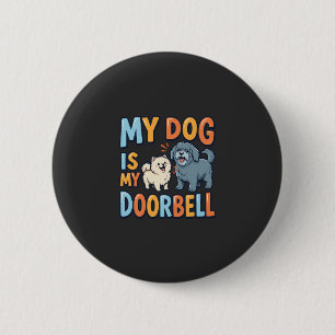 Macaron Rond 5 Cm Sonnette Drôle pour Amoureux de Chiens