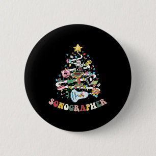 Macaron Rond 5 Cm Sonographe de Noël Ultrasound Technologue Xmas