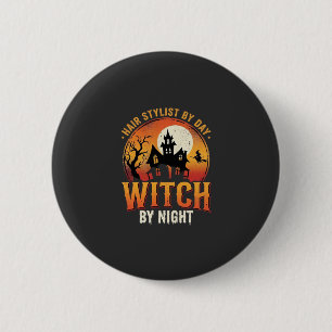Macaron Rond 5 Cm Sorcière Coiffeuse Halloween Design Vintage_1