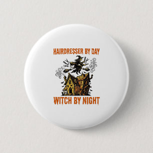 Macaron Rond 5 Cm Sorcière Coiffeuse Halloween Vintage Chemise de Sa