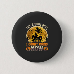 Macaron Rond 5 Cm Sorcière de banquier hantée d'Halloween