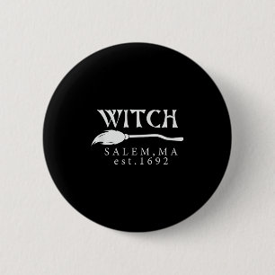 Macaron Rond 5 Cm Sorcière d'Halloween Salem, Ma Ét.1692 Femmes Étra