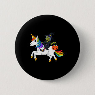 Macaron Rond 5 Cm Sorcière équitation Unicorn Amusement Halloween fi