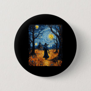 Macaron Rond 5 Cm Sorcière Halloween Starry Night Van Gogh Costume A