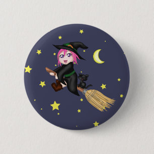 Macaron Rond 5 Cm Sorcière mignonne