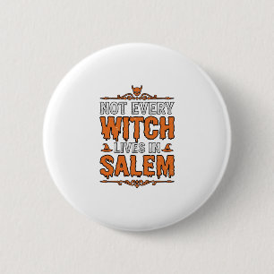 Macaron Rond 5 Cm Sorcière Vintage Salem Halloween Typographie Desig