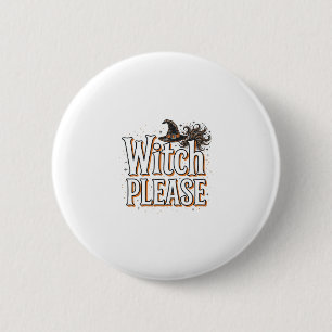 Macaron Rond 5 Cm Sorcière Vintage S'il Vous Plaît Design Vectoriel