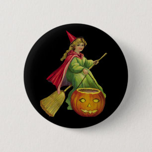 Macaron Rond 5 Cm Sorcière volante