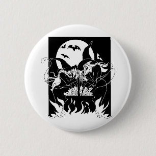 Macaron Rond 5 Cm Sorcières de Halloween