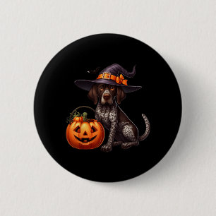 Macaron Rond 5 Cm Sorcières de Halloween Pointer Allemand à Poil Cou