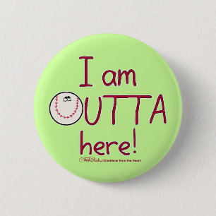 Macaron Rond 5 Cm Sortez Ici ! Caractère de baseball