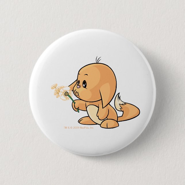 Macaron Rond 5 Cm Souhait de Kacheek orange (Devant)