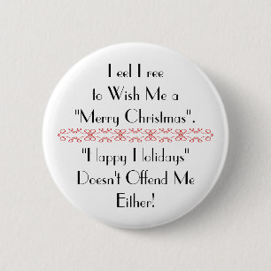 Macaron Rond 5 Cm Souhaitez-moi le Joyeux Noël. Bonnes fêtes aussi !