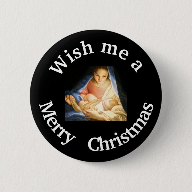 Macaron Rond 5 Cm Souhaitez-moi un bouton Merry CHRISTmas (Devant)