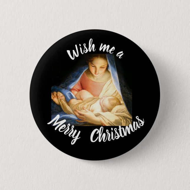 Macaron Rond 5 Cm Souhaitez-moi un bouton Merry CHRISTmas (Devant)