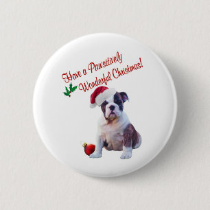 Macaron Rond 5 Cm Souhaits de bouledogue pour Noël merveilleux de