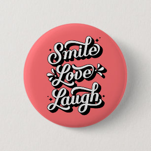 Macaron Rond 5 Cm Souriez. Amour. Rire. / Bouton