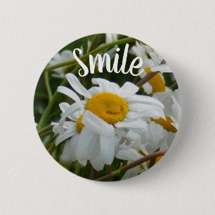Macaron Rond 5 Cm Sourire - Fleur Heureuse - Marguerite Souriant au