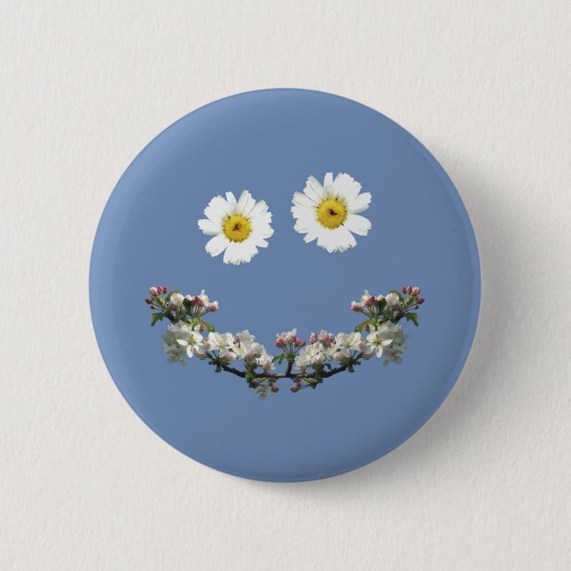 Macaron Rond 5 Cm Sourire floral (Devant)