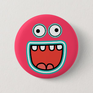 Macaron Rond 5 Cm Sourire idiot de visage de monstre