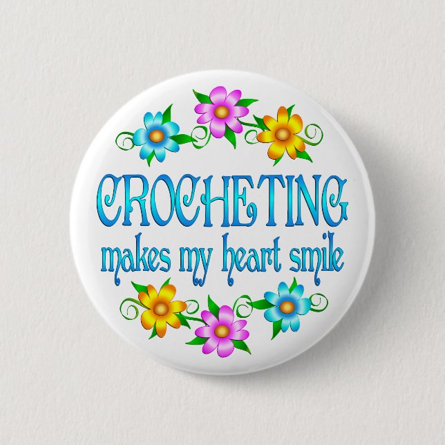 Macaron Rond 5 Cm Sourires faisants du crochet (Devant)