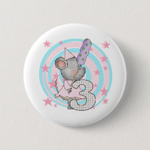 Macaron Rond 5 Cm Souris 3e anniversaire T-shirts et cadeaux