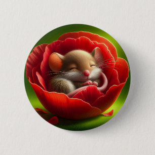Macaron Rond 5 Cm Souris Bébé très mignonne Dormir