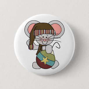 Macaron Rond 5 Cm Souris de Noël avec l'ornement