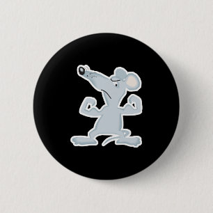 Macaron Rond 5 Cm souris drôle avec des muscles