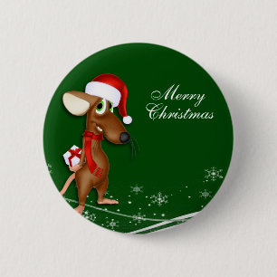 Macaron Rond 5 Cm Souris du Père Noël