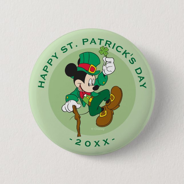 Macaron Rond 5 Cm Souris Leprechaun Mickey | Saint Patrick's Day (Devant)