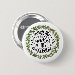 Macaron Rond 5 Cm Sous la couronne d'aquarelle Mistletoe