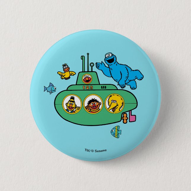 Macaron Rond 5 Cm Sous-marin Cookies Monster and Sesame Pals (Devant)