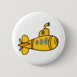 Macaron Rond 5 Cm Sous-marin jaune de bande dessinée