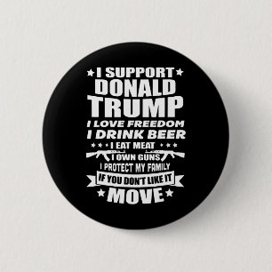 Macaron Rond 5 Cm Soutenez Donald Trump I Love Freedom I Drink Beer