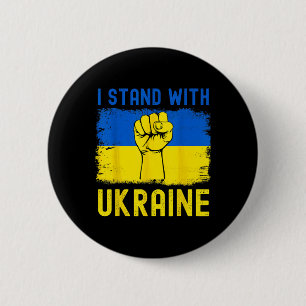 Macaron Rond 5 Cm Soutenez le drapeau ukrainien Je suis avec l'Ukrai
